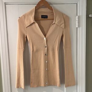 DANIELLE BERNSTEIN Women's Tan Button-Down Shirt